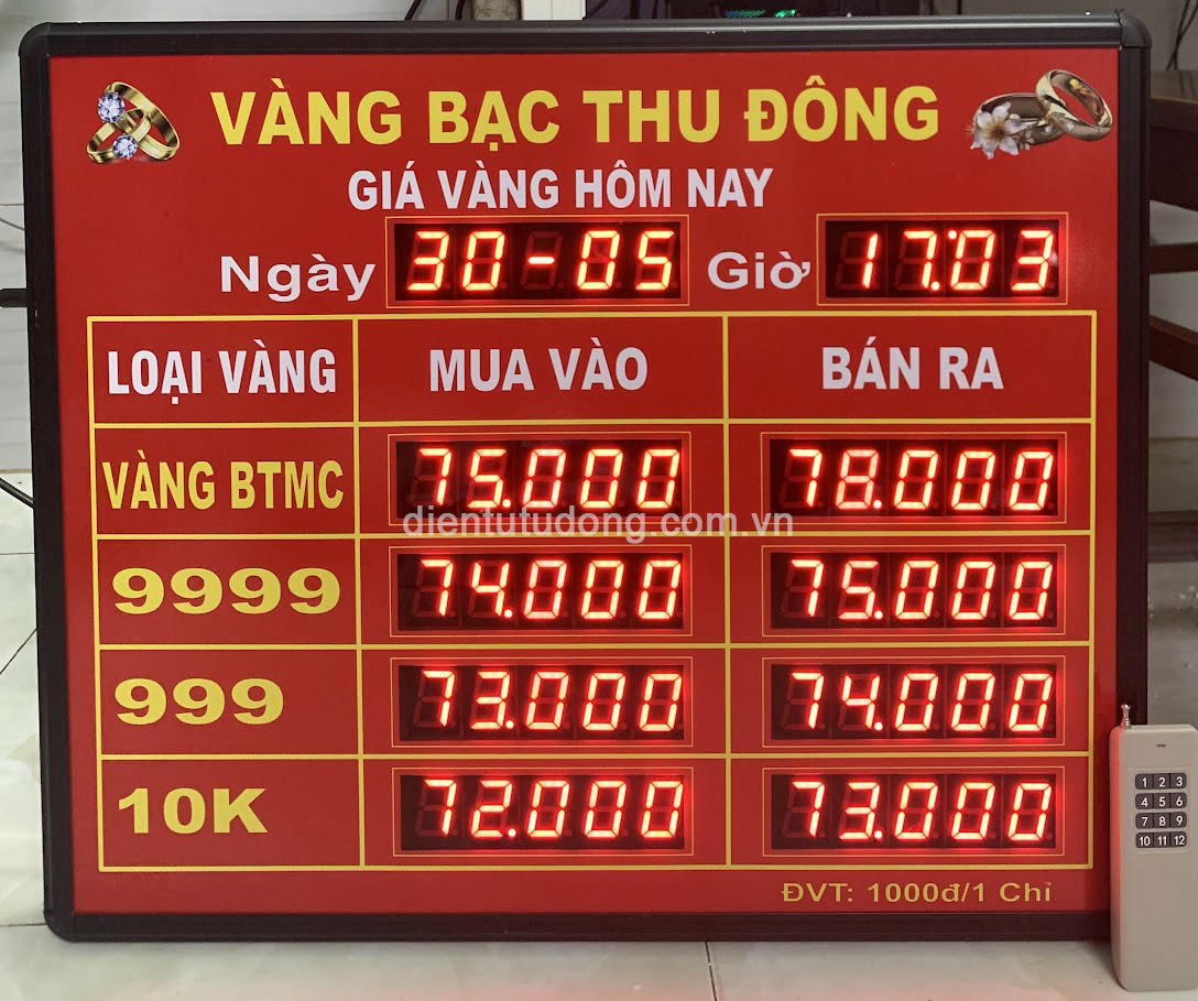 bảng led hiển thị thông tin tỷ giá vàng điện tử 600mm x 500mm
